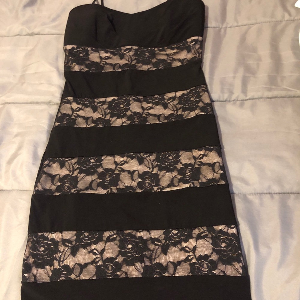 Black with beige dress